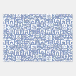 Dala Paard Collage Periwinkle Inpakpapier Vel