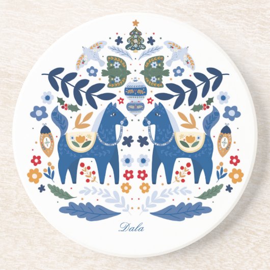 Dala Paard - Home Sweet Home Zandsteen Onderzetter (Voorkant)