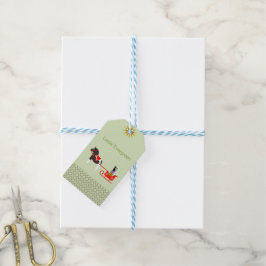 Dala Paard in Groene en Rode Winter Cadeaulabel
