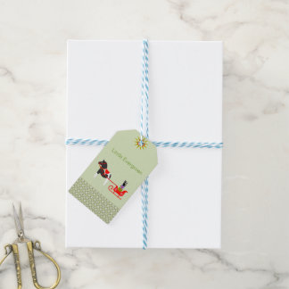 Dala Paard in Groene en Rode Winter Cadeaulabel