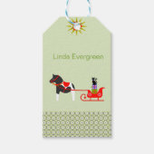 Dala Paard in Groene en Rode Winter Cadeaulabel (Voorkant)