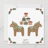 Dala Paard Scandinavische kerstkaart Kaart (Voorkant)