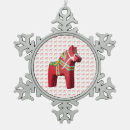 Dala-paard Sneeuwvlok Kerst Ornament