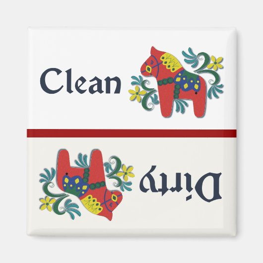 Dala Paard Vaatwasser Helper Magneet (Voorkant)