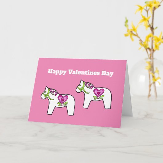 Dala paard valentine kaart (Gele Bloem)