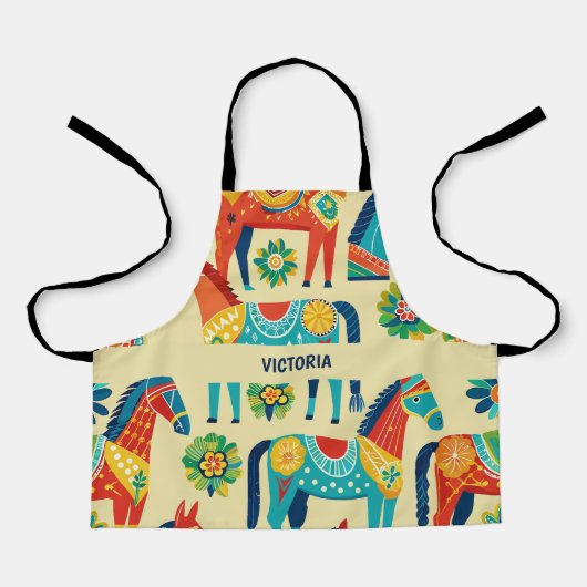 Dala Paard Waterverf Aangepast Patroon Schort (Voorkant)