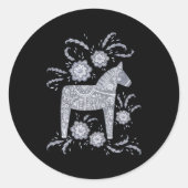 Dala Paard Zweeds Ronde Sticker (Voorkant)