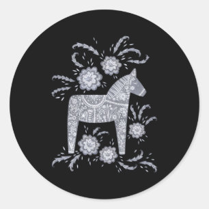 Dala Paard Zweeds Ronde Sticker