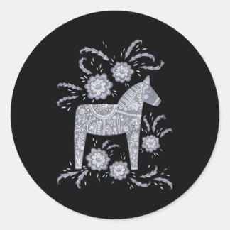 Dala Paard Zweeds Ronde Sticker