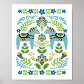 Dala paarden Blauwgroen Poster (Voorkant)