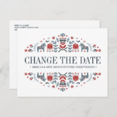 Dala Paarden BRUILOFT WIJZIG DE DATUM UITSTEL Aankondigingskaart (Voorkant / Achterkant)