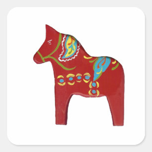 Dala-paardensticker Vierkante Sticker