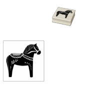 Dala volkspaard, zwart volkspaard silhouet rubberstempel (Gestempeld)