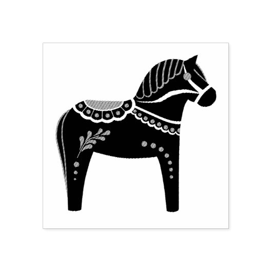 Dala volkspaard, zwart volkspaard silhouet rubberstempel (Afrduk)