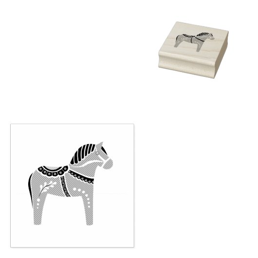 Dala volkspaard, zwart volkspaard silhouet rubberstempel (Gestempeld)