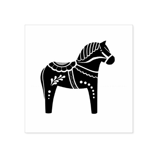 Dala volkspaard, zwart volkspaard silhouet rubberstempel (Afrduk)