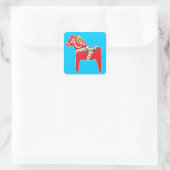 Dalahäst | Dala-paard Vierkante Sticker (Tas)