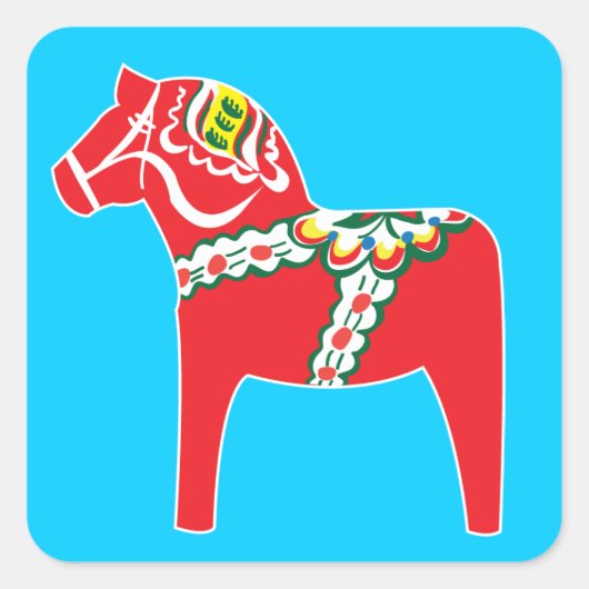 Dalahäst | Dala-paard Vierkante Sticker (Voorkant)