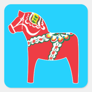 Dalahäst Dala-paard Vierkante Sticker