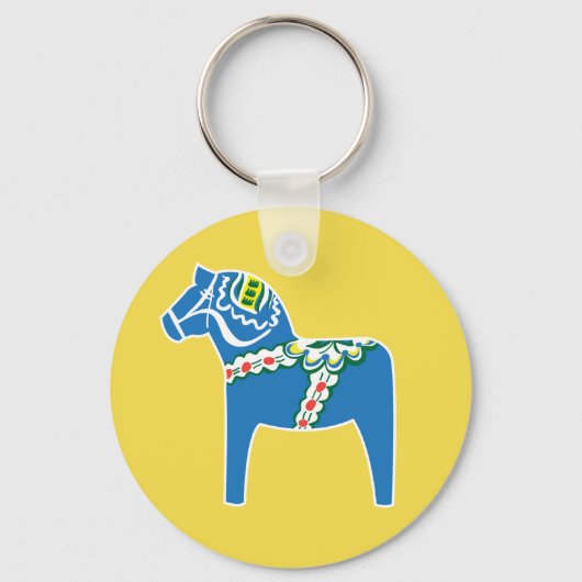Dalahäst | Dala-paardenblauw Sleutelhanger (Voorkant)