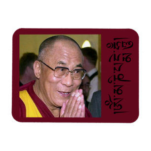 Dalai Lama die bidt met Om Mani Padme Hum-mantra Magneet