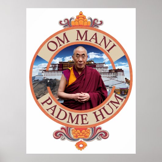Dalai Lama Potala Paleis Om Mani Padme Hum Poster (Voorkant)