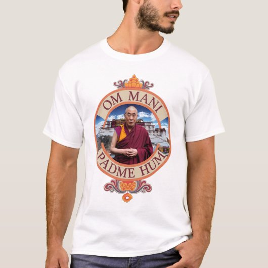 Dalai Lama Potala Paleis Om Mani Padme Hum T-shirt (Voorkant)