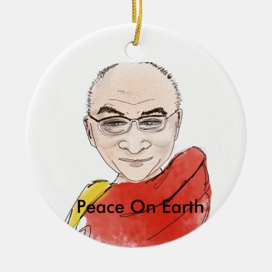 Dalai Lama - Vrede op aarde Keramisch Ornament (Voorkant)