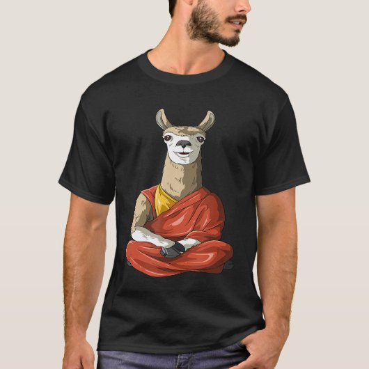 Dalai Llama Meditating Alpaca Buddhist Llama Yoga T-shirt (Voorkant)