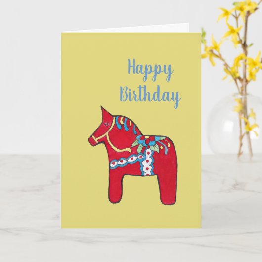 Dalal Horse Birthday Card Kaart (Gele Bloem)