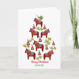 Dala's en honden kerstboom Kaart