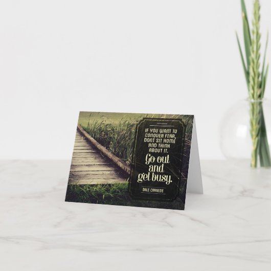 Dale Carnegie Inspirerend quote "Get Busy" Bedankkaart (Voorkant)