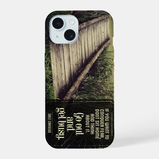 Dale Carnegie Inspirerend quote "Get Busy" iPhone 15 Case (Achterkant)