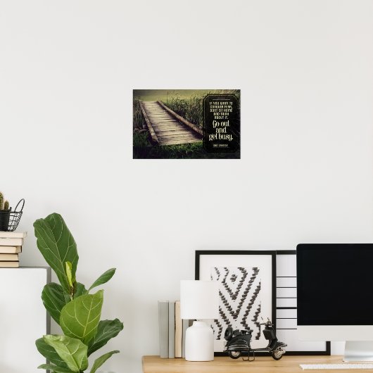 Dale Carnegie Inspirerend quote "Get Busy" Poster (Thuiskantoor)