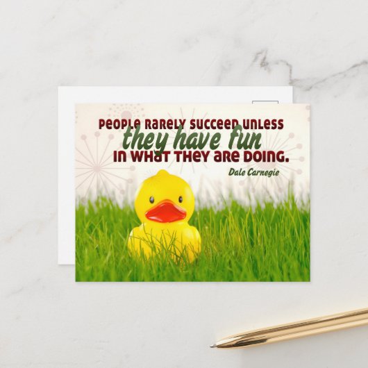 Dale Carnegie Inspirerend Quote "Veel plezier" Briefkaart (Voorkant / Achterkant in situ)