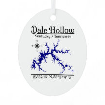 Dale Hollow Lake Kentucky Tennessee Kaart Metaal O