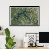 Dale Hollow Lake Kentucky - Tennessee-satelliet Poster (Thuiskantoor)