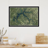 Dale Hollow Lake Kentucky - Tennessee-satelliet Poster (Keuken)