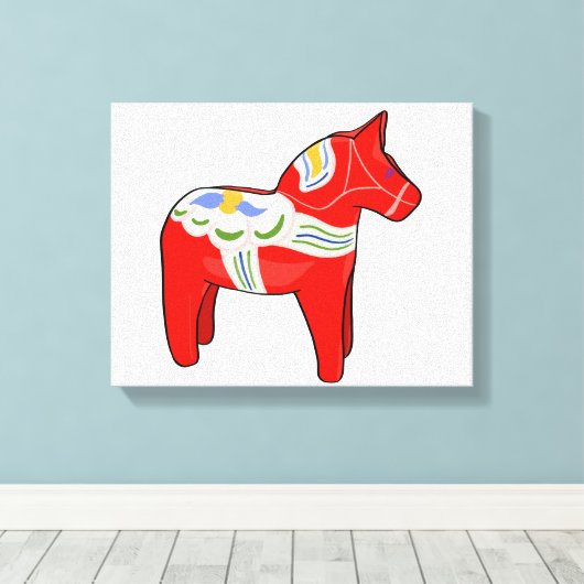 Dalecarlistisch paard canvas afdruk (Insitu (Houten vloer))