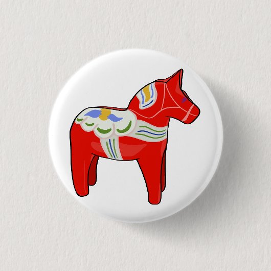 Dalecarlistisch paard ronde button 3,2 cm (Voorkant)