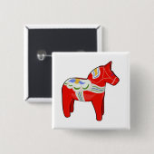 Dalecarlistisch paard vierkante button 5,1 cm (Voorkant /achterkant)