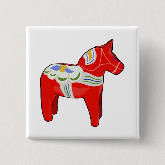 Dalecarlistisch paard vierkante button 5,1 cm (Voorkant)