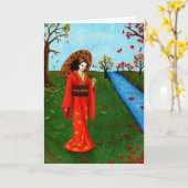 "Dalende Bladeren " Kaart (Gele Bloem)