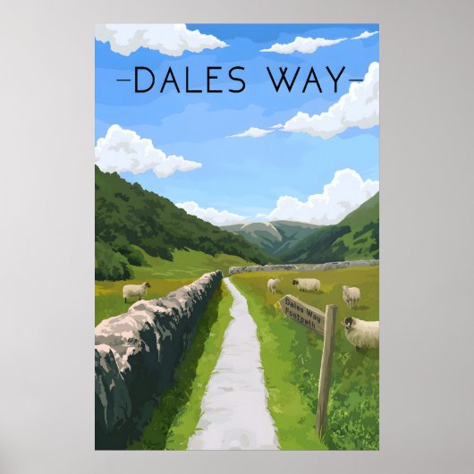 Dales Way Wandelroute Reisposter Poster (Voorkant)