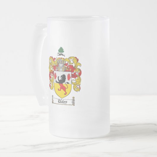 DALEY FAMILY CREST - DALEY COAT OF ARMS MATGLAS BIERPUL (Voorkant links)