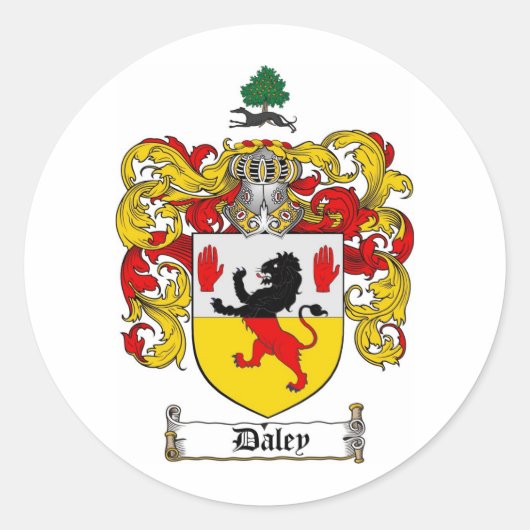 DALEY FAMILY CREST - DALEY COAT OF ARMS RONDE STICKER (Voorkant)