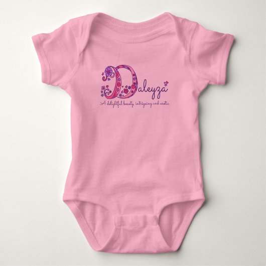 Daleyza meisjes noemen monogram baby romper (Voorkant)