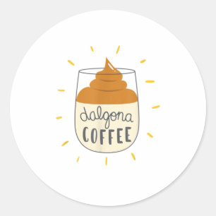Dalgona Coffee Illustratie TShirt Ronde Sticker