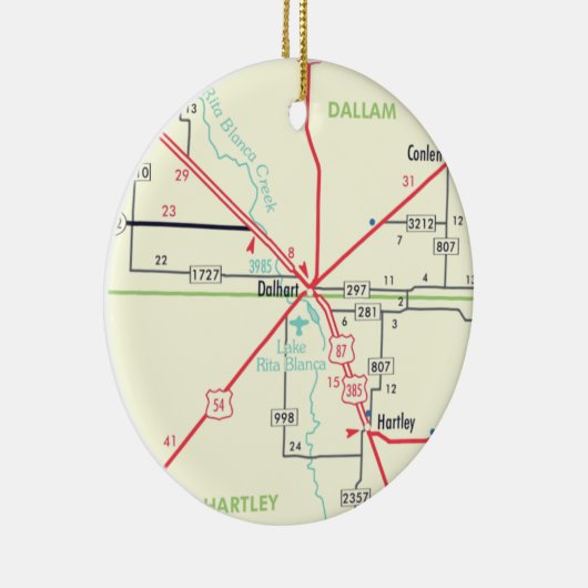 Dalhart TX Map Keramisch Ornament (Rechts)