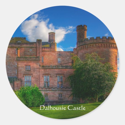 Dalhousie Castle, Midlothian, Schotland Ronde Sticker (Voorkant)